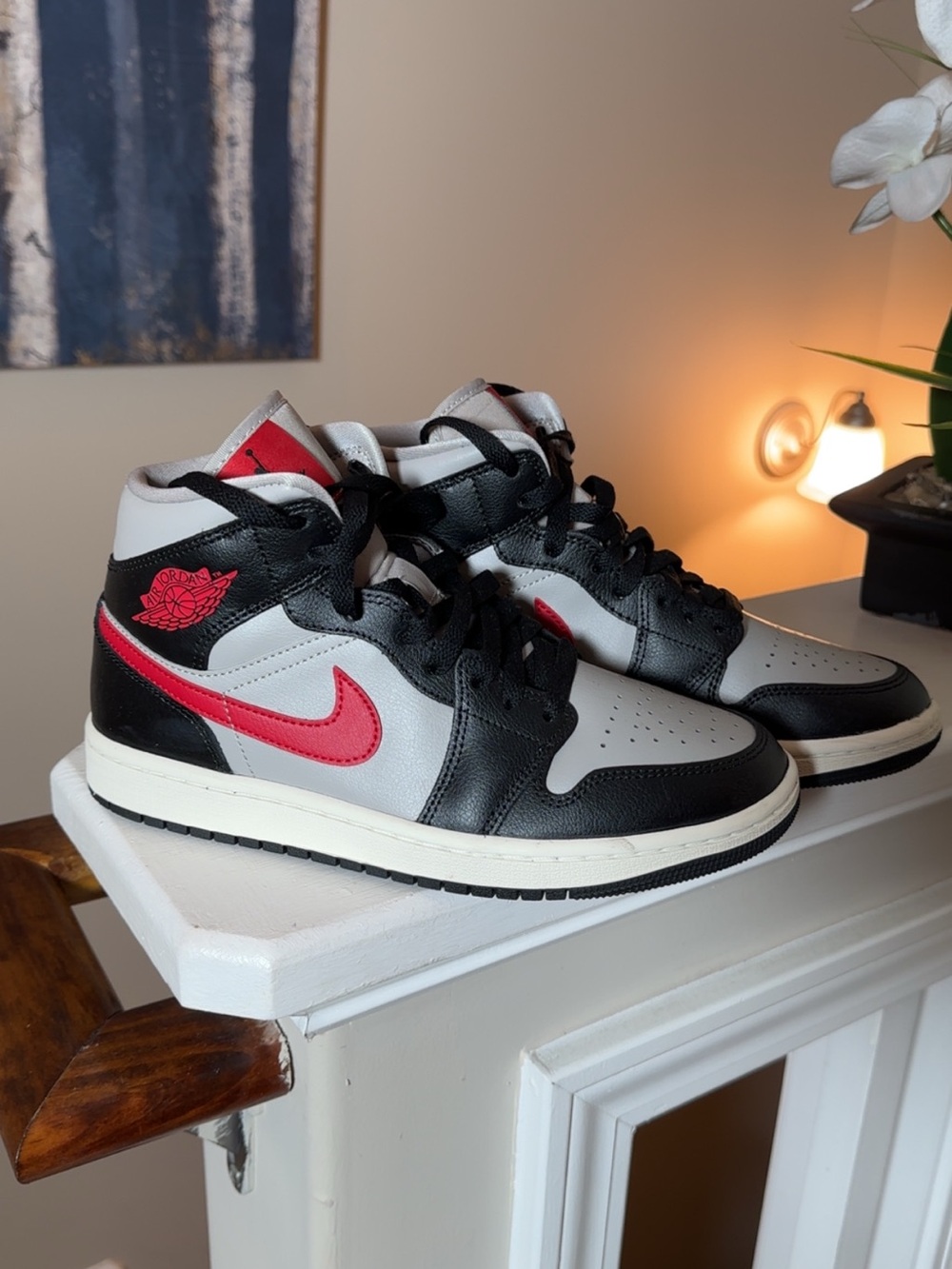 Jordan Mid-Top Sneakers in Black/Grey/Red